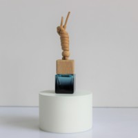 Flacon vide de 8 ml pour diffuseur de parfum de voiture miniature avec bouchon en bois et corde pour accrocher, flacons en verre carrés