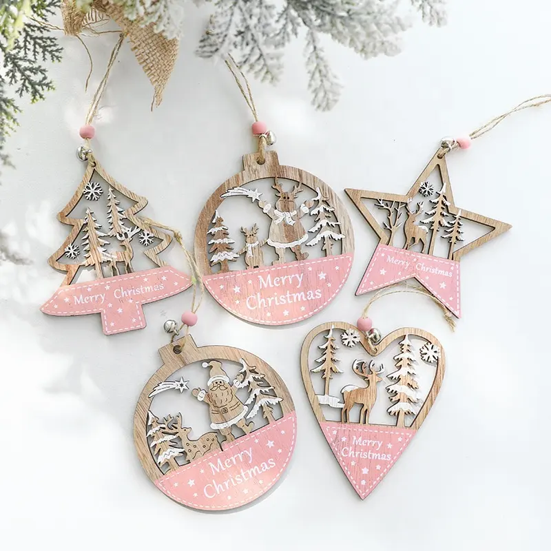 Good Quality Multi-Designs Wood Christmas Tree Pendants for Christmas and New Years Decorations