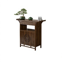 Table d'autel chinoise antique en bambou naturel avec tiroir et armoire à double porte, pour salon, sanctuaire Bouddha, entrée, écologique et durable