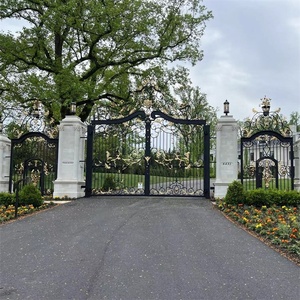Portail en fer forgé <span class=keywords><strong>villa</strong></span> haut de gamme portail en fer forgé porte d'entrée en métal forgé cour simple double porte - Product Image 5