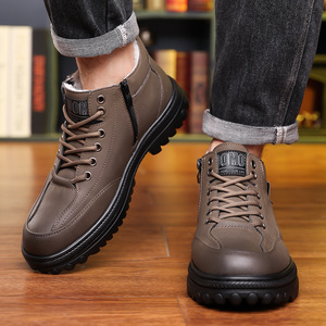 Kakeu B Men's Winter Snow <b>Boots</b> <b>Lace</b>-up Thick Sole Warm Fleece Lined Waterproof Leather Shoes For Outdoor Wear - Product Image 3