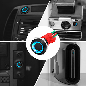 Màu Đen nhiệm vụ nặng nề 20A IP67 không thấm nước thiết lập lại chống phá hoại 19mm kim loại tạm thời 12V đẩy nút Vòng <span class=keywords><strong>LED</strong></span> chiếu sáng chuyển đổi - Product Image 6