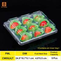 Couvre-boîte jetable en plastique PET transparent de qualité alimentaire pour plateau d'emballage de sushis, plateau à fruits fraises, sucreries