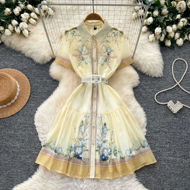 Manufacturer Clothing 2026 Women'S Vacation Floral Print Dress Slim Waist-Defining A-Line Office Clothes Women Dress Fashion