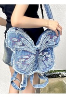 Vente en gros de sacs en jean de grande capacité sacs à bandoulière personnalisés sacs à bandoulière en forme de papillon pour femmes