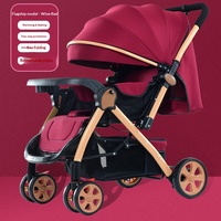 Poussette pliable pour bébé avec cadre en métal, capacité de charge de 15 kg, pliage en un clic, grand panier de rangement et amortisseurs pour 0-6 mois