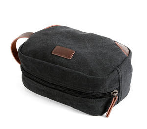 Custom LOGO Adult <b>Mens</b> Black Waxed Canvas Cosmetic <b>Toiletry</b> <b>Bag</b> Custom Washed Canvas Travel <b>Toiletry</b> <b>Bag</b> for <b>Men</b> - Product Image 4