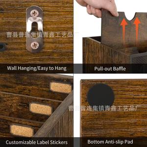 Caja organizadora de correo de madera y hierro para escritorio con frente de malla para almacenamiento de revistas y periódicos - Product Image 2