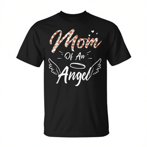 Camiseta Mom Of An Angel de algodón negro con cuello redondo para mamás y madres - Product Image 2