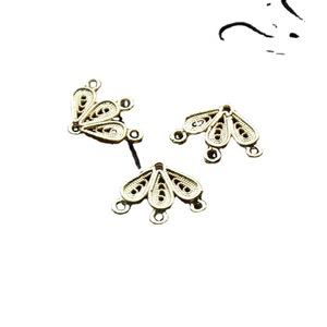 Copper Filigree Fan Pendant 12 14mm Antique Style Jewelry Finding For <b>Earring</b> Making DIY Material - Product Image 5