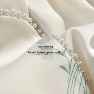 Pigiama di <span class=keywords><strong>seta</strong></span> floreale con aquilone a manica corta estivo <span class=keywords><strong>da</strong></span> <span class=keywords><strong>donna</strong></span> di alta qualità <span class=keywords><strong>camicia</strong></span> <span class=keywords><strong>da</strong></span> <span class=keywords><strong>notte</strong></span> con gelso confezione regalo migliori amici Homewear - Product Image 4