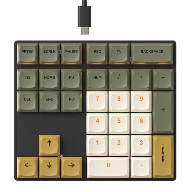 K33 Mini Numeric Keyboard 33Keys Blue Mechanical Shaft RGB PBT Keyboard for Treasury / Accounting / Finance