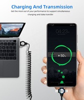Cable de Carga Rápida Retráctil 3 en 1 con Resorte, Cable USB Múltiple para Teléfono Móvil, Micro USB Tipo C, Cargador para Impresora