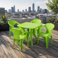 Ensemble de salle à manger de jardin en plastique résistant aux intempéries, 4 places, table et fauteuils pour balcon