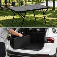 Table de camping en aluminium au design innovant 2026, portable, noire, pliable, pour pique-nique, 6 places, pour le glamping moderne