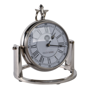 Orologio da tavolo ELEVARRE in metallo lucido, rotondo, per l'arredamento di casa e ufficio, di piccole dimensioni - Product Image 2