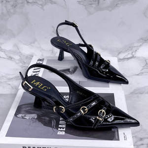 Sandales d'été pour femmes pour le bureau, petite tête carrée, talons hauts, bout pointu, boucle arrière, talons hauts - Product Image 3