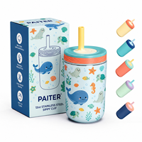 Gobelet isotherme à double paroi en acier inoxydable avec couvercle, mignon, pour enfants, pour le camping, sans BPA, écologique, 6-12 heures