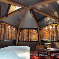 Tente de camping hexagonale gonflable automatique portable 2025, imperméable et résistante aux UV, auvent pare-soleil pour 3 à 5 personnes