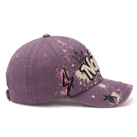 Gorra de Béisbol Vintage con Efecto Desgastado, 100% Algodón, Bordado 3D, Diseño de Grafiti, Unisex, Ajustable, Hebilla Metálica, OEM, MOQ Bajo
