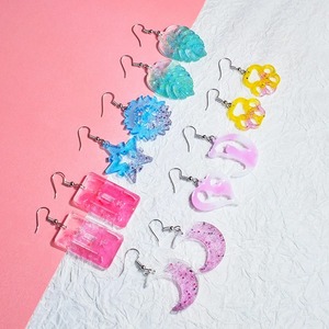 Moule en silicone pour pendentifs de boucles d'oreilles, moules de fabrication de bijoux en résine époxy, cœurs, feuilles, lune, breloques DIY, moule artisanal - Product Image 1