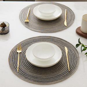 Mantel individual redondo antideslizante, color gris oscuro y marrón, estilo occidental, para la mesa del comedor del hogar. - Product Image 3