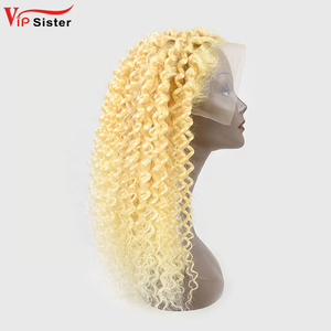 Perruque frontale 13x4 HD transparente, bouclée profonde, <span class=keywords><strong>blonde</strong></span> 613, en cheveux humains bruts indiens, avec dentelle HD - Product Image 2