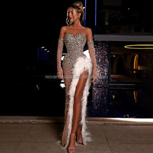 <span class=keywords><strong>Vestido</strong></span> de <span class=keywords><strong>plumas</strong></span> de diamantes Vestidos de moda para mujer Vestidos de noche de lujo Boda <span class=keywords><strong>Invitada</strong></span> Ropa De Mujer - Product Image 1