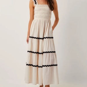 Vestido Midi Casual de Verano para Mujer, de Lino y Algodón, con Bordado Floral y Encaje, Estampado Sólido Natural, Gran Venta - Product Image 1