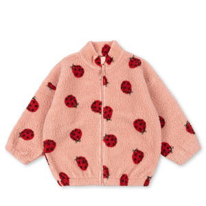 Prêt à expédier <span class=keywords><strong>bébé</strong></span> <span class=keywords><strong>fille</strong></span> Sherpa polaire veste avec coeur coloré cerise coeur imprimé enfant en bas âge hiver chaud fermeture éclair <span class=keywords><strong>manteau</strong></span> - Product Image 3