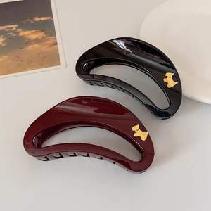 Pince à cheveux coréenne ovale creuse en plastique couleur unie, style nuage, pour femme - Product Image 5