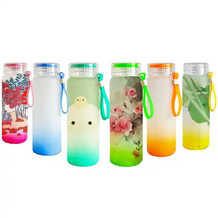 Colored Glass Sublimation Frosted Water Bottles