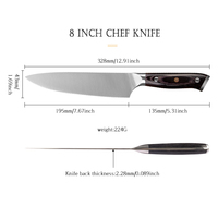 Couteau à viande de haute qualité de 8 pouces en acier inoxydable allemand 1.4116, couteau de chef de cuisine tranchant