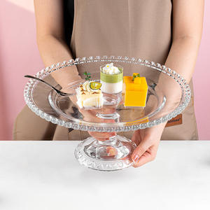 JINGYU classico <span class=keywords><strong>Vintage</strong></span> alto vetro piatto di frutta usa e getta cibo da Dessert con motivo a pianta quadrato supporto per la casa per il partito - Product Image 4