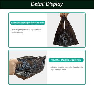 ถุงใส่เสื้อยืดสีดำ Huamaohengchun100PCS ถุงพลาสติกสำหรับร้านอาหาร ขนาด 8.7 x 4.1 x 11.6 นิ้ว - Product Image 2