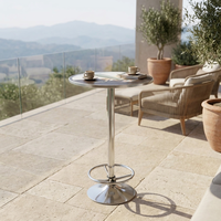 Ensemble moderne de table et de tabourets en acier avec assise en mousse PVC et base chromée pour pub, café, bar à domicile et parc