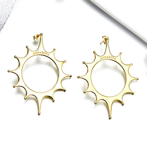 Pendientes chapados en oro con forma de estrella de sol para mujer, regalo de joyería de moda - Product Image 2