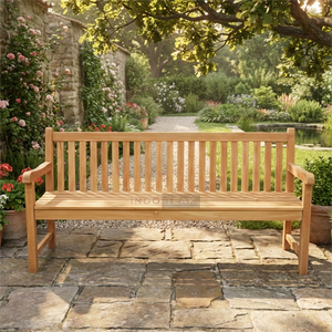 Anderson Modern Lightweight Durable Teak <b>Garden</b> <b>Bench</b> with Rounded Armrests-Comfortable Outdoor Focal Point - Product Image 6