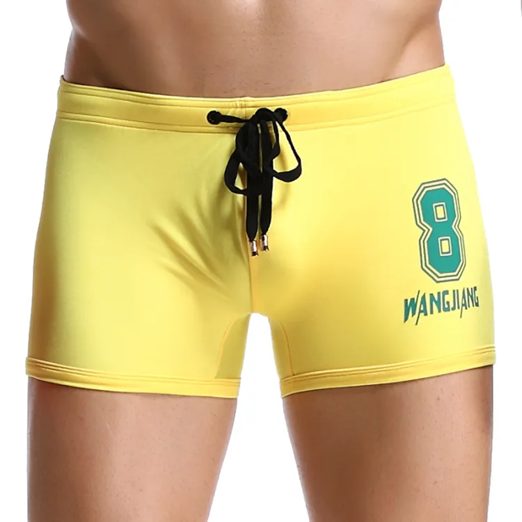 Brasileño sexy gay pantalones cortos de moda escritos de natación bikini traje de baño trajes de baño sexy