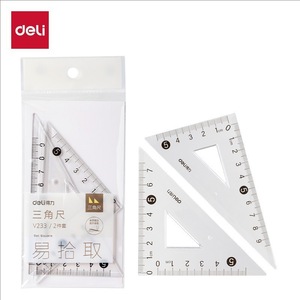 Ensemble de règles triangulaires Deli V233 15cm en plastique transparent pour étudiants, outils mathématiques - Product Image 1