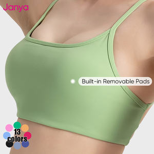 Soutien-gorge de yoga sexy et respirant avec logo personnalisé Janya Coussinets amovibles Hauts de course à bretelles fines Spandex dos nu de style musculation - Product Image 6