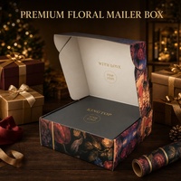 Boîte à courrier rigide personnalisée avec impression pour cadeaux de luxe, fermeture à rabat, pliable, imprimé floral noir et or, vente en gros, directement de l'usine