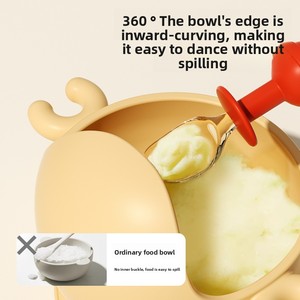 Ciotola per snack per bambini a forma di elefante, portatile, per esterni, stoviglie per bambini, tazza per frutta anti-schizzi, piatto con ventosa per neonati - Product Image 3