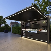 Abri fermé avec unités de cuisine modulaires et armoires de cuisine extérieures pour barbecue
