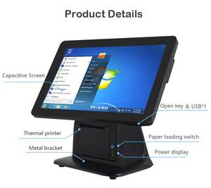 15.6 inch LCD màn hình cảm ứng đặt hàng máy thiết bị đầu cuối tự phục vụ thanh toán <span class=keywords><strong>kiosk</strong></span> cho thực phẩm nhà hàng POS thanh toán kiốt - Product Image 4