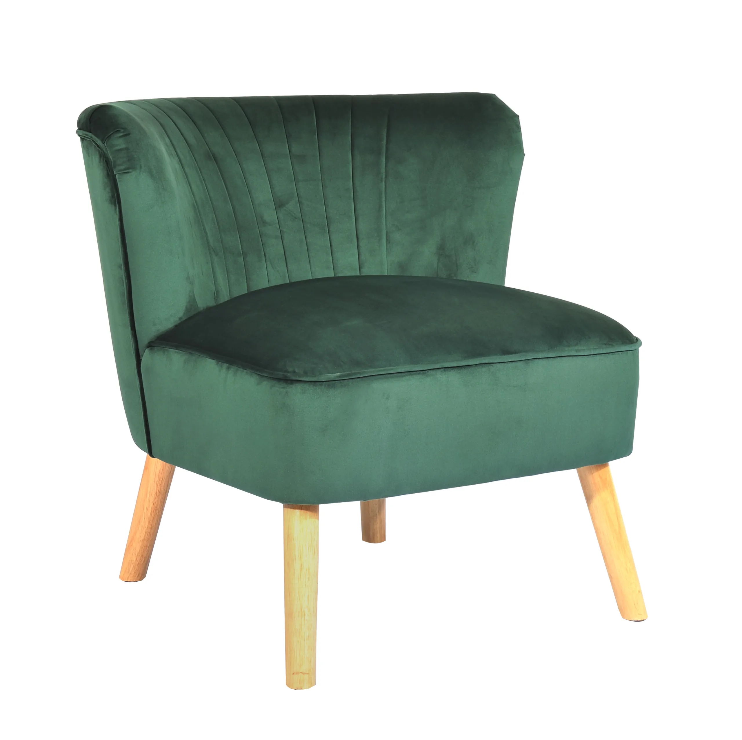 Soft Comfortable Wooden Leg Velvet Fabric Accent Chairs Green Accent Chair