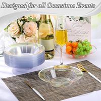 50 bols à dessert jetables en plastique transparent avec bord argenté, 12 oz, élégants pour les fêtes, les mariages et les occasions spéciales (argent)