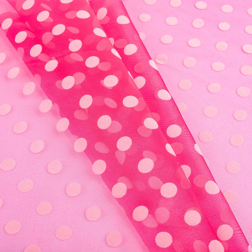 Groothandel 25*23 Polka Dot Flocking Organza Bruiloft Decoratie Geschenkdoos Pakket Prestatie Kleding Saree Stoffen