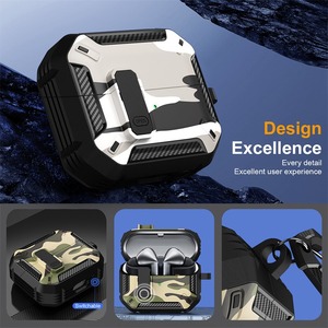 Funda Protectora de Fibra de Carbono con Camuflaje para <span class=keywords><strong>Samsung</strong></span> Galaxy Buds 3 Pro / Buds 3 / Buds 3 EF, Carcasa de TPU y PC con Gancho - Product Image 3