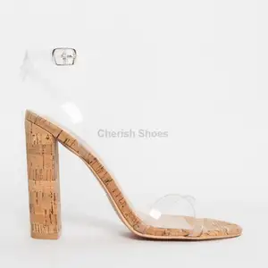 2019 moda yaz kızlar ayakkabı açık mantar blok topuk sandalet burnu açık ayak bileği kayışı yuvarlak yüksek topuklu ayakkabılar bayan resmi elbise ayakkabıları